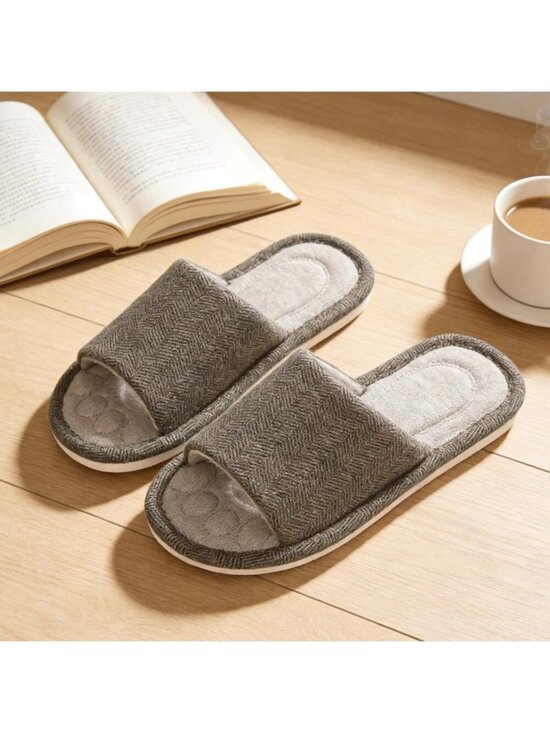 Men\'s Brown Slippers Breathable Slip-on Indoor Slippers Washable Home Shoes main image 2